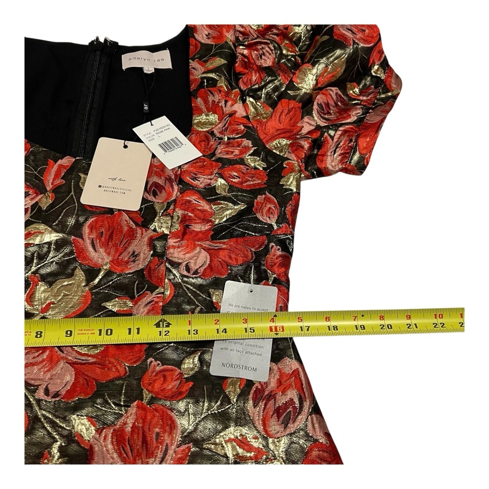 NWT Adelyn Rae Claris Mini Dress L Pink Black Floral Puff Sleeve Formal Party - Picture 6 of 16